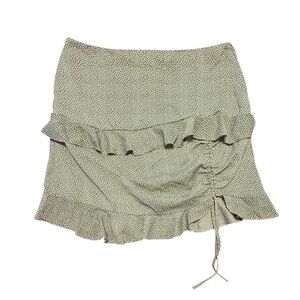 Y2K Vintage Polly Ruffled Green/White Polka Dot Mini Skirt Size 6